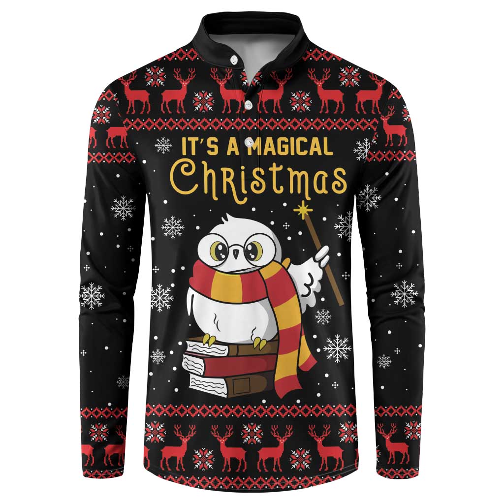 Magical Christmas Button Sweatshirt Owl Book Xmas DT04 - Wonder Print Shop