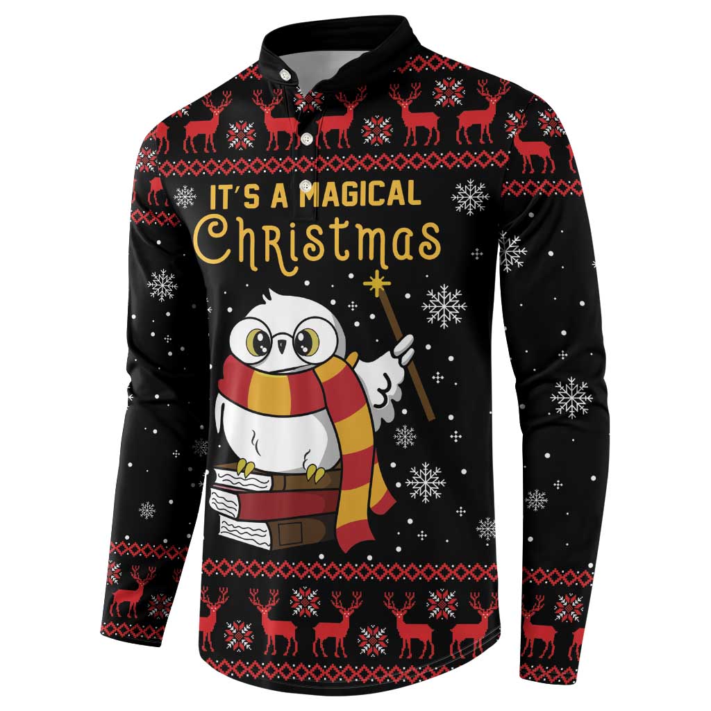Magical Christmas Button Sweatshirt Owl Book Xmas DT04 - Wonder Print Shop