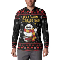 Magical Christmas Button Sweatshirt Owl Book Xmas DT04 - Wonder Print Shop