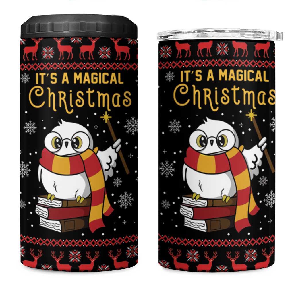 Magical Christmas 4 in 1 Can Cooler Tumbler Owl Book Xmas DT04 - Wonder Print Shop