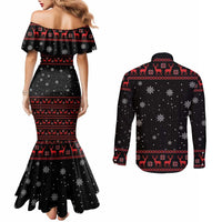 Magical Christmas Couples Matching Mermaid Dress and Long Sleeve Button Shirt Owl Book Xmas