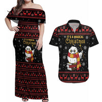 Magical Christmas Couples Matching Off Shoulder Maxi Dress and Hawaiian Shirt Owl Book Xmas DT04 - Wonder Print Shop