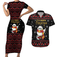 Magical Christmas Couples Matching Short Sleeve Bodycon Dress and Hawaiian Shirt Owl Book Xmas DT04 - Wonder Print Shop