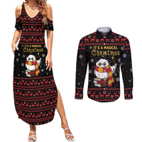 Magical Christmas Couples Matching Summer Maxi Dress and Long Sleeve Button Shirt Owl Book Xmas DT04 - Wonder Print Shop
