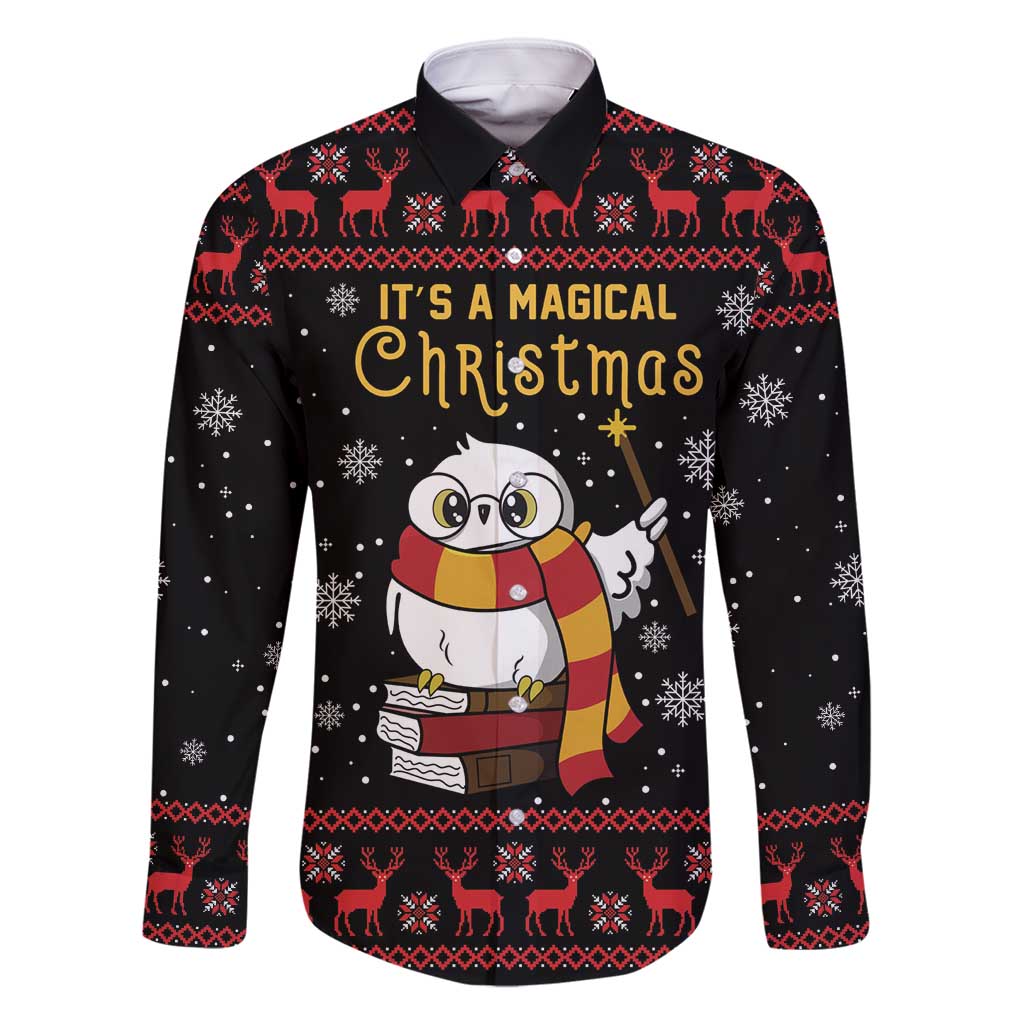 Magical Christmas Family Matching Long Sleeve Bodycon Dress and Hawaiian Shirt Owl Book Xmas DT04 - Wonder Print Shop