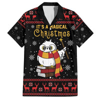 Magical Christmas Family Matching Off The Shoulder Long Sleeve Dress and Hawaiian Shirt Owl Book Xmas DT04 - Wonder Print Shop