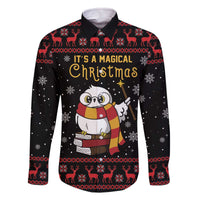 Magical Christmas Family Matching Off The Shoulder Long Sleeve Dress and Hawaiian Shirt Owl Book Xmas DT04 - Wonder Print Shop