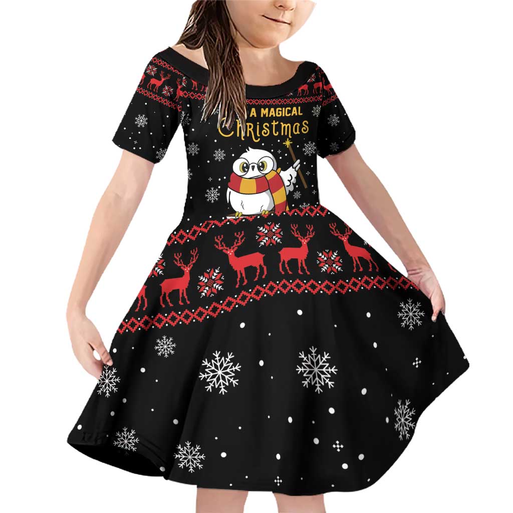 Magical Christmas Family Matching Off Shoulder Short Dress and Hawaiian Shirt Owl Book Xmas DT04 - Wonder Print Shop