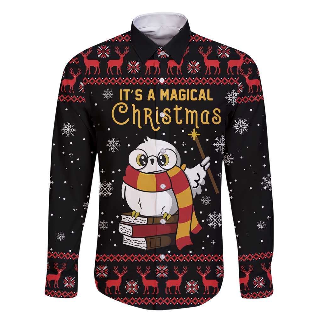 Magical Christmas Family Matching Short Sleeve Bodycon Dress and Hawaiian Shirt Owl Book Xmas DT04 - Wonder Print Shop