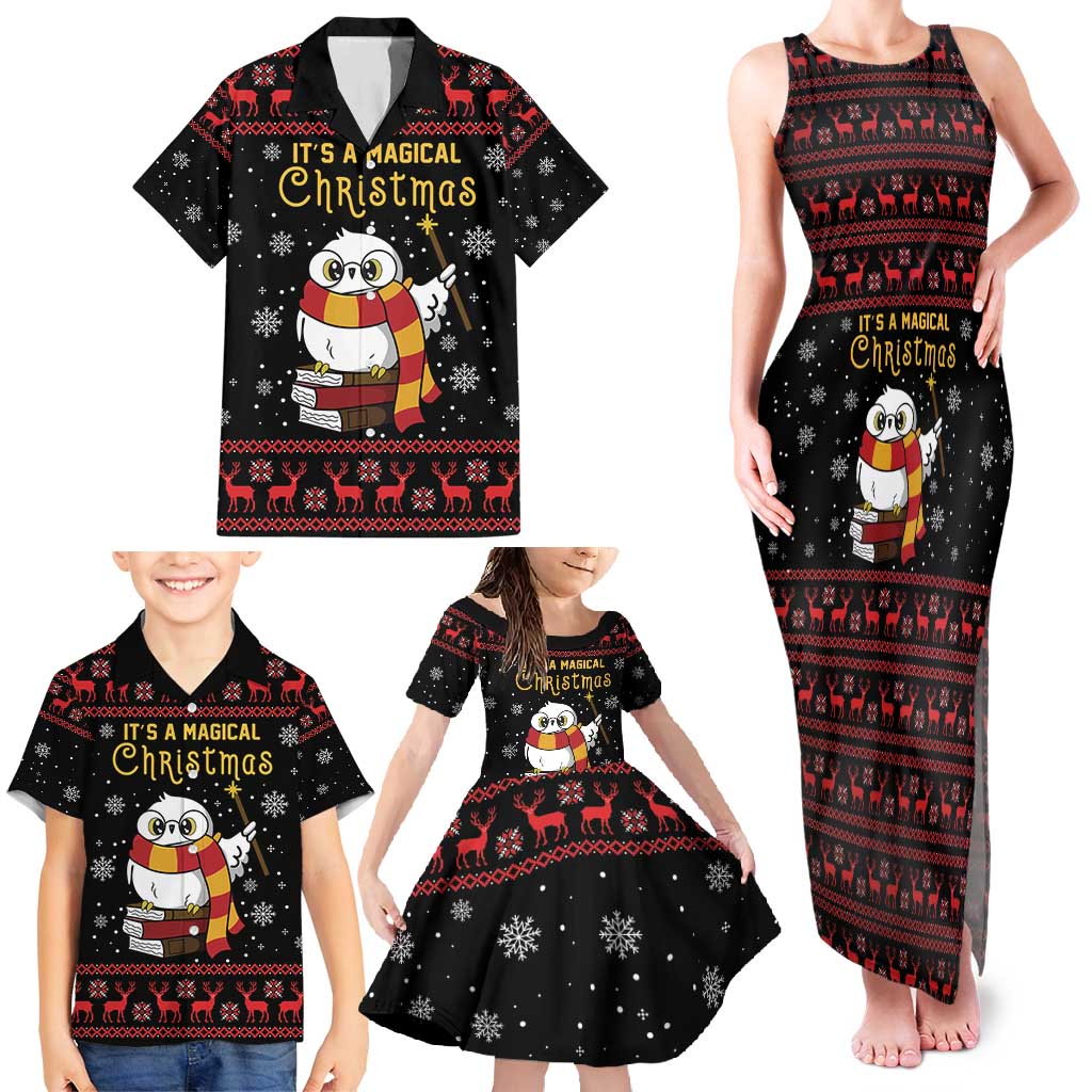 Magical Christmas Family Matching Tank Maxi Dress and Hawaiian Shirt Owl Book Xmas DT04 - Wonder Print Shop