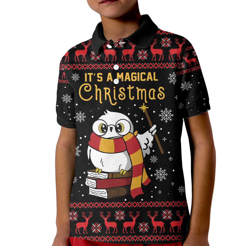 Magical Christmas Kid Polo Shirt Owl Book Xmas DT04 - Wonder Print Shop