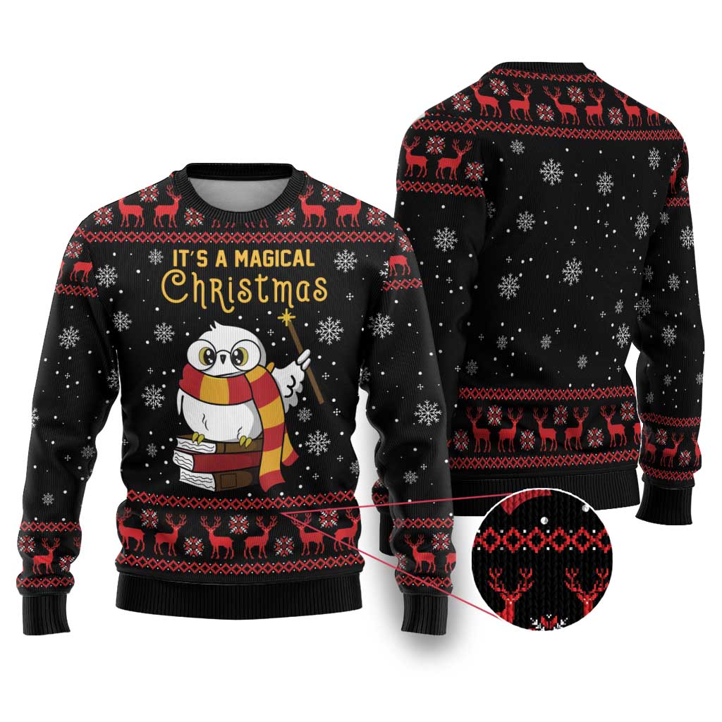 Magical Christmas Ugly Christmas Sweater Owl Book Xmas DT04 - Wonder Print Shop