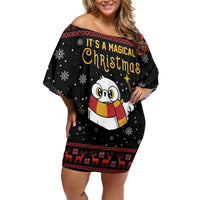 Magical Christmas Off Shoulder Short Dress Owl Book Xmas DT04 - Wonder Print Shop