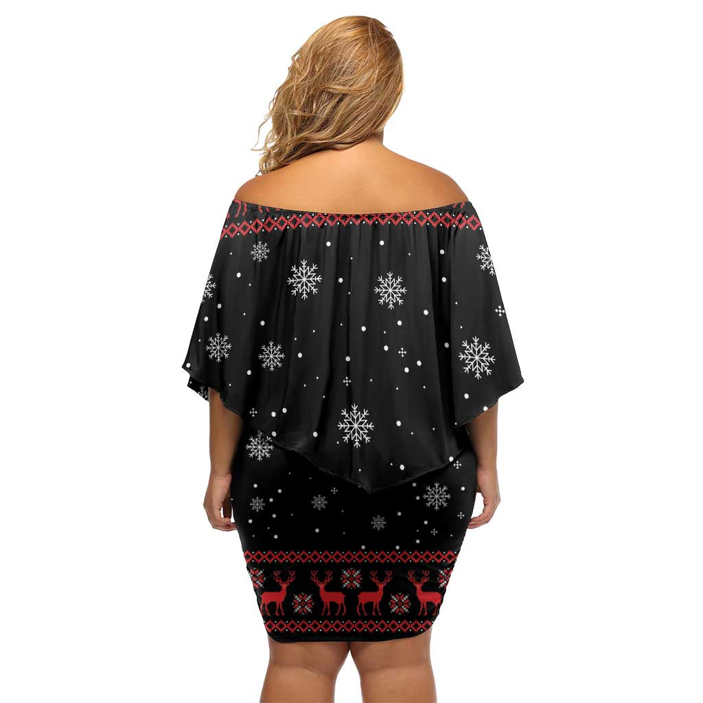 Magical Christmas Off Shoulder Short Dress Owl Book Xmas DT04 - Wonder Print Shop