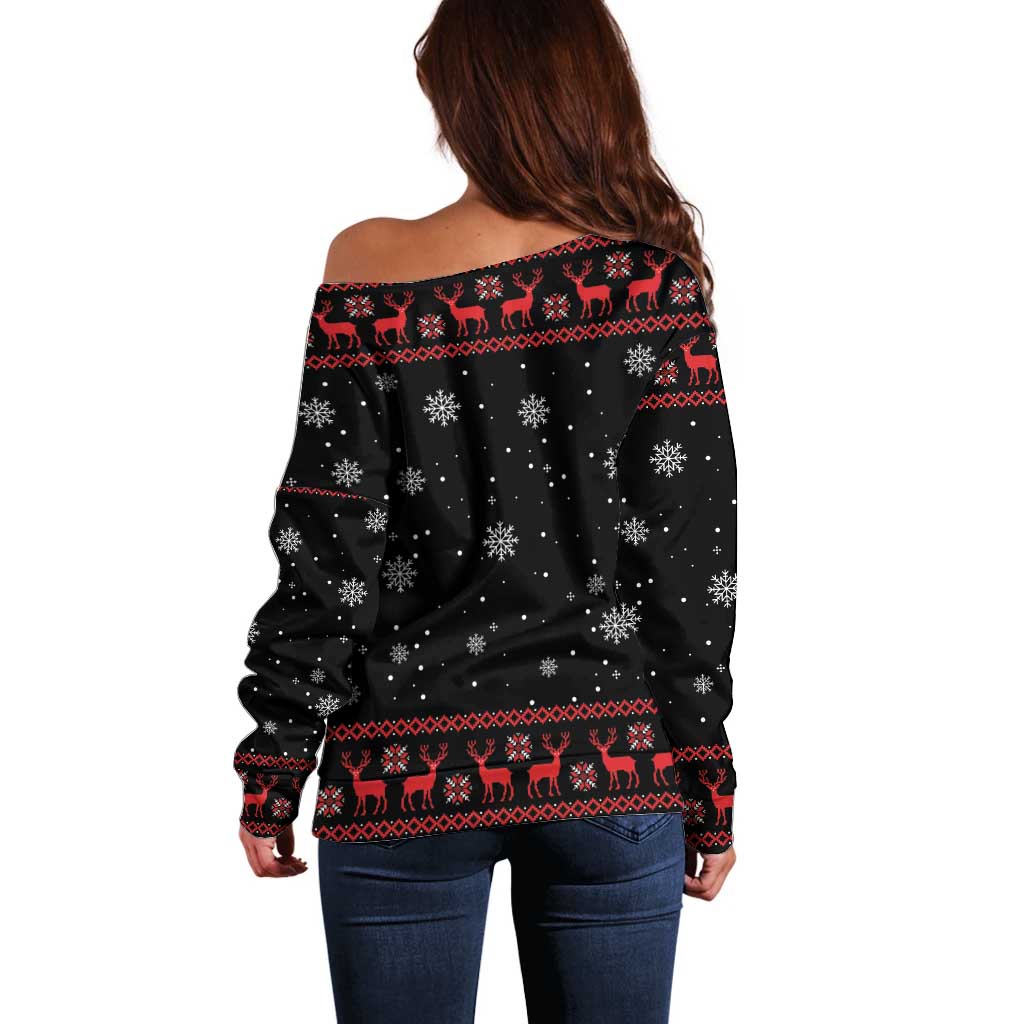 Magical Christmas Off Shoulder Sweater Owl Book Xmas DT04 - Wonder Print Shop