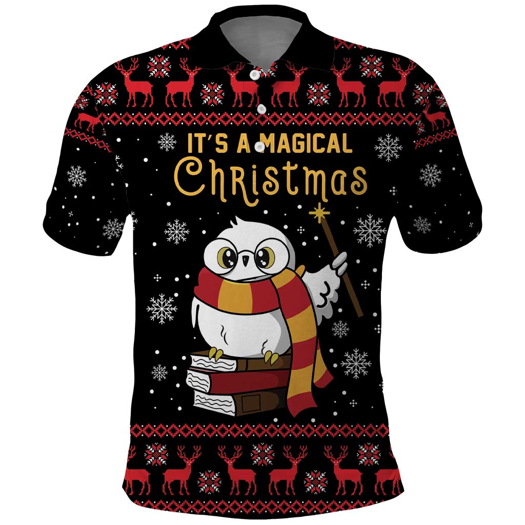 Magical Christmas Polo Shirt Owl Book Xmas DT04 - Wonder Print Shop