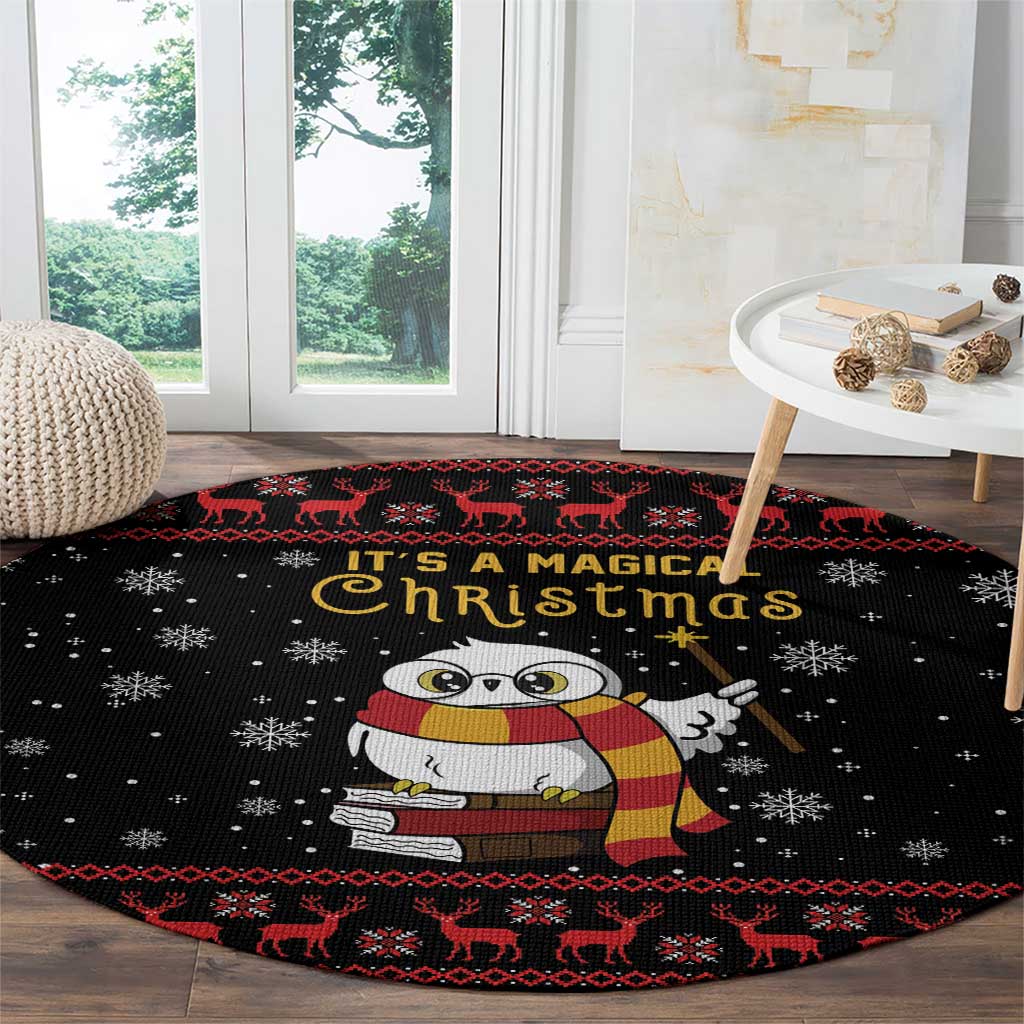 Magical Christmas Round Carpet Owl Book Xmas
