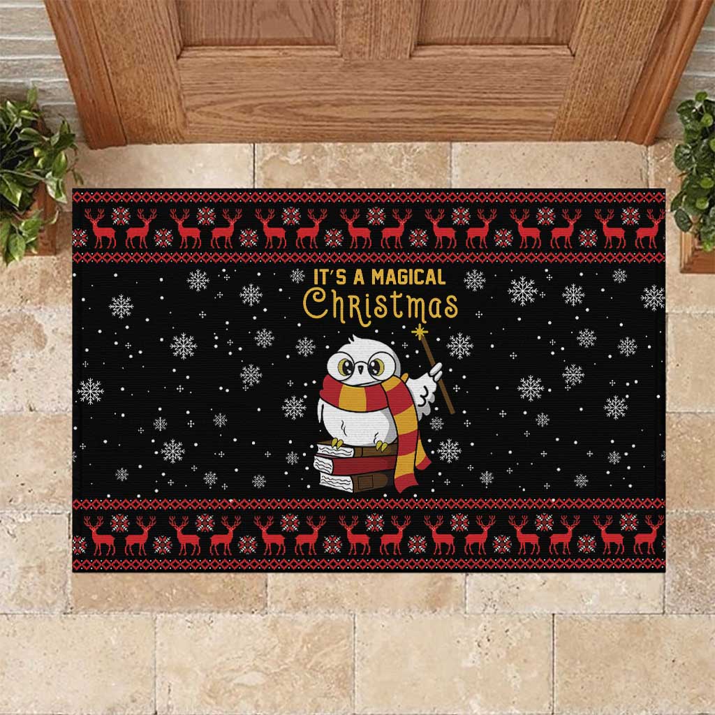 Magical Christmas Rubber Doormat Owl Book Xmas DT04 - Wonder Print Shop