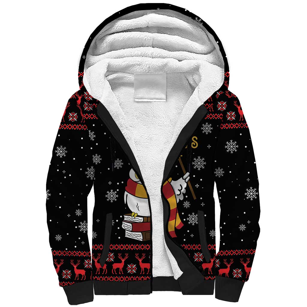 Magical Christmas Sherpa Hoodie Owl Book Xmas DT04 - Wonder Print Shop