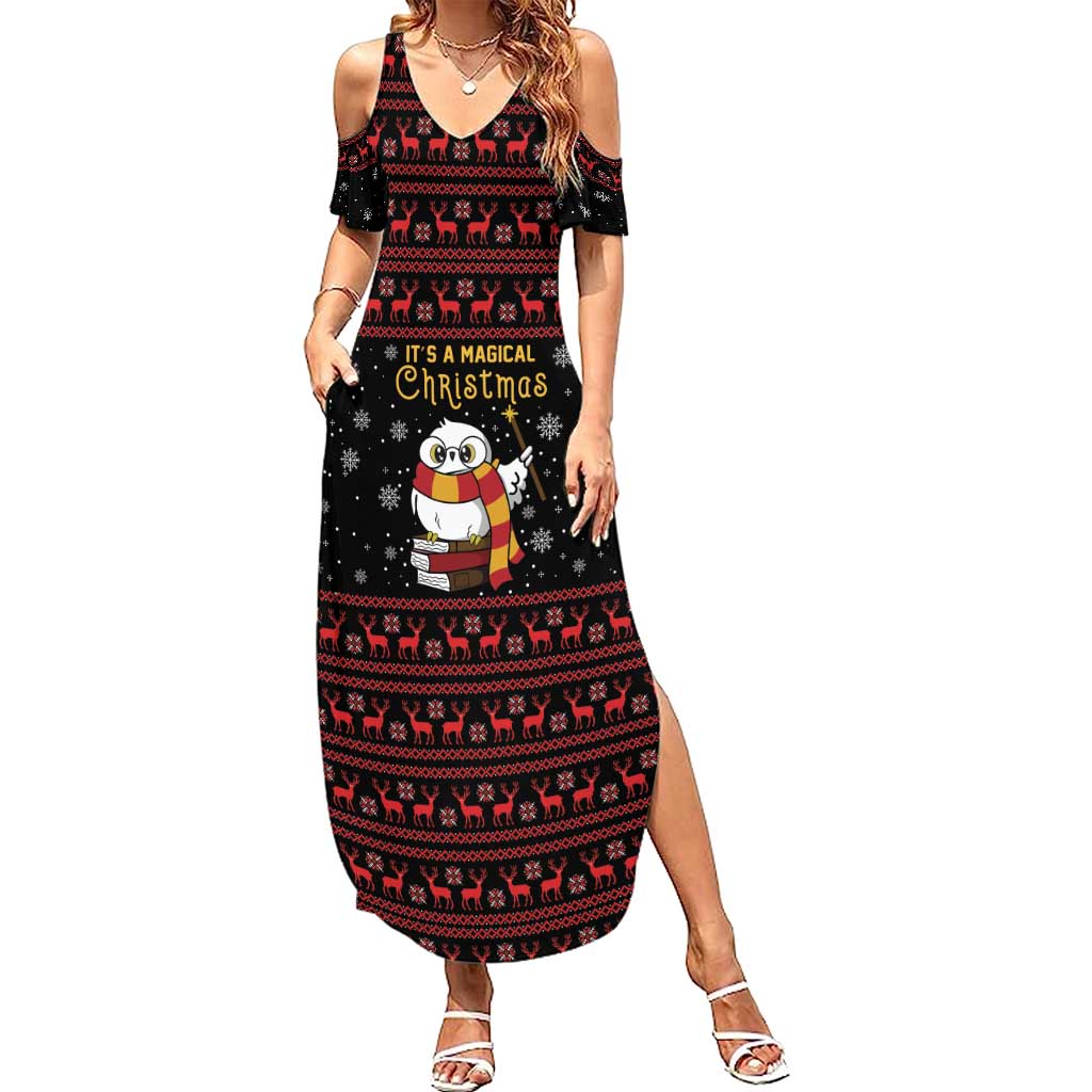 Magical Christmas Summer Maxi Dress Owl Book Xmas DT04 - Wonder Print Shop