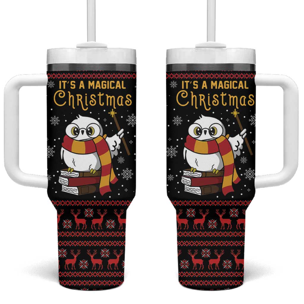 Magical Christmas Tumbler With Handle Owl Book Xmas DT04 - Wonder Print Shop