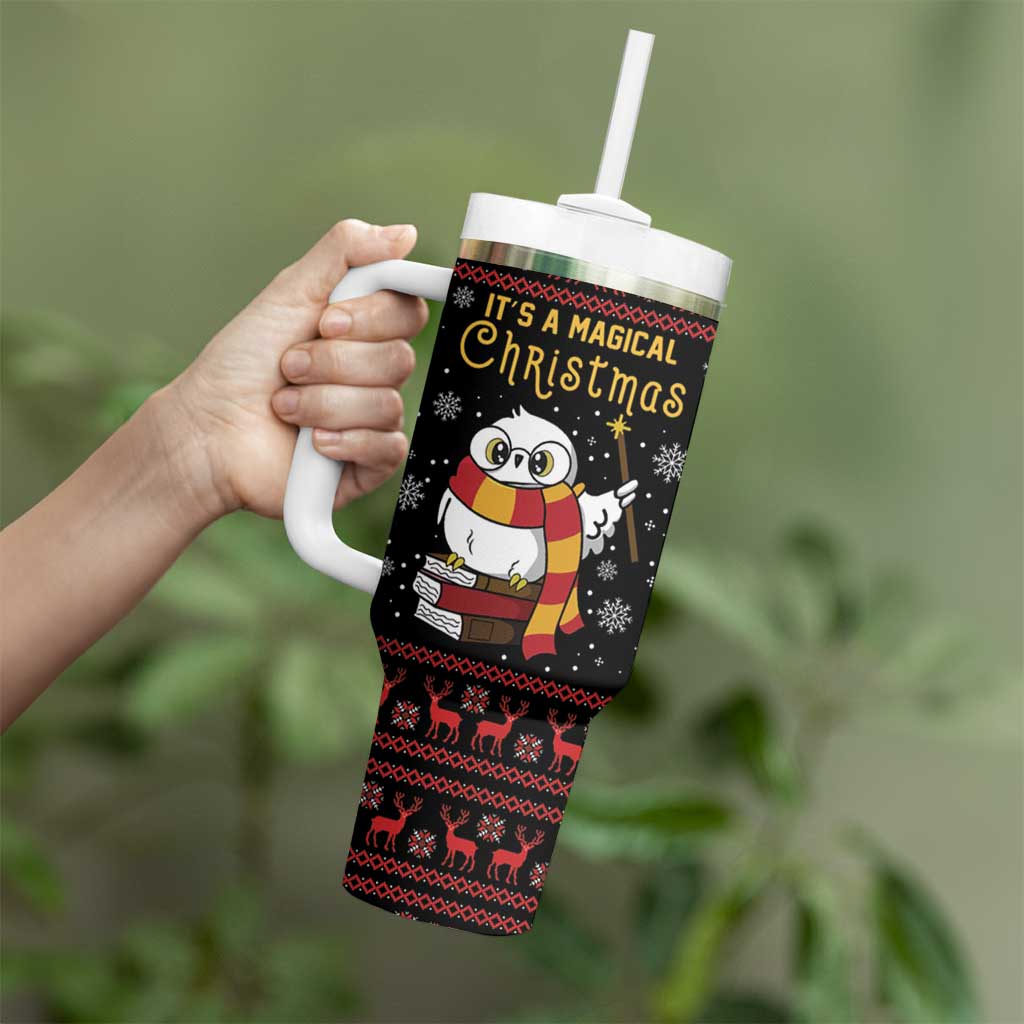 Magical Christmas Tumbler With Handle Owl Book Xmas DT04 - Wonder Print Shop