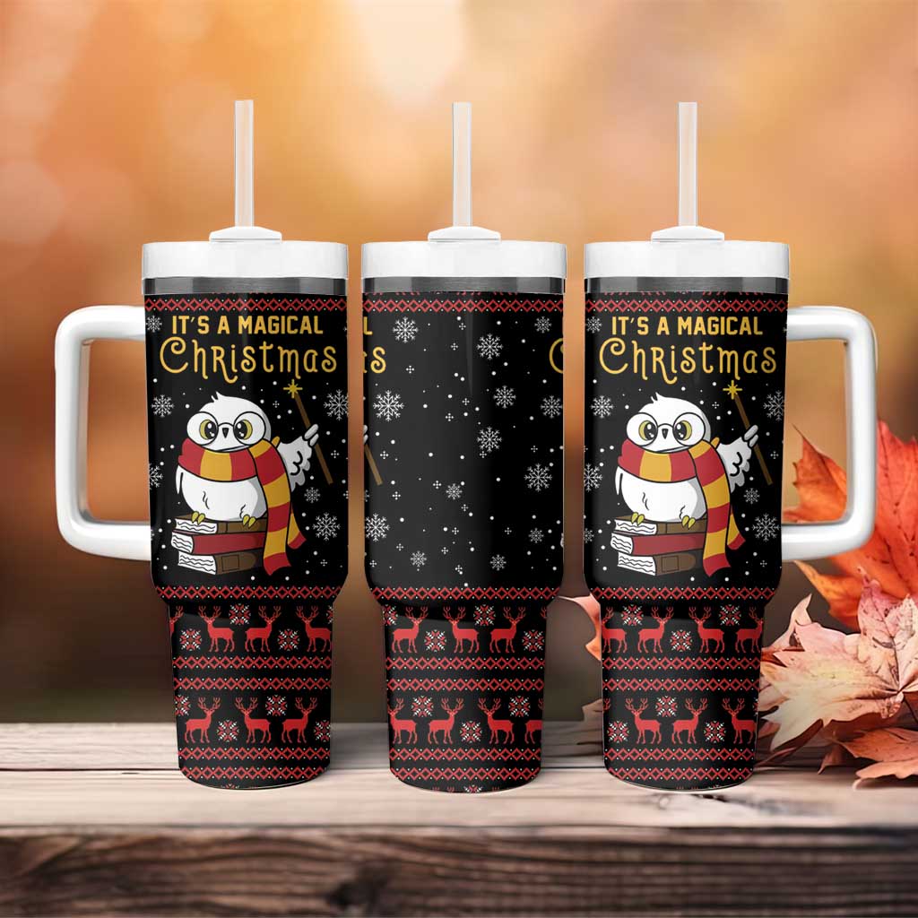 Magical Christmas Tumbler With Handle Owl Book Xmas DT04 - Wonder Print Shop
