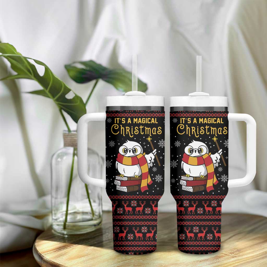 Magical Christmas Tumbler With Handle Owl Book Xmas DT04 - Wonder Print Shop