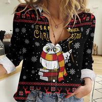 Magical Christmas Women Casual Shirt Owl Book Xmas DT04 - Wonder Print Shop