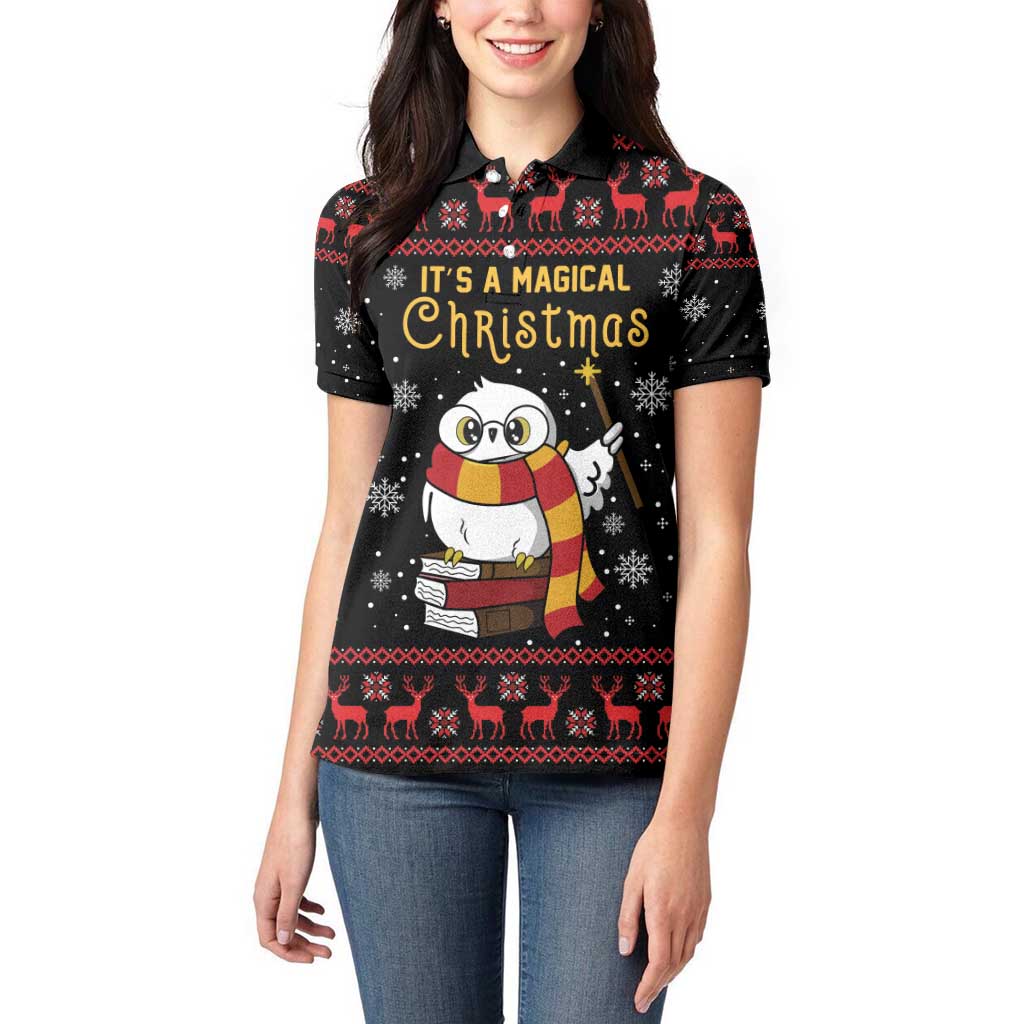 Magical Christmas Women Polo Shirt Owl Book Xmas DT04 - Wonder Print Shop