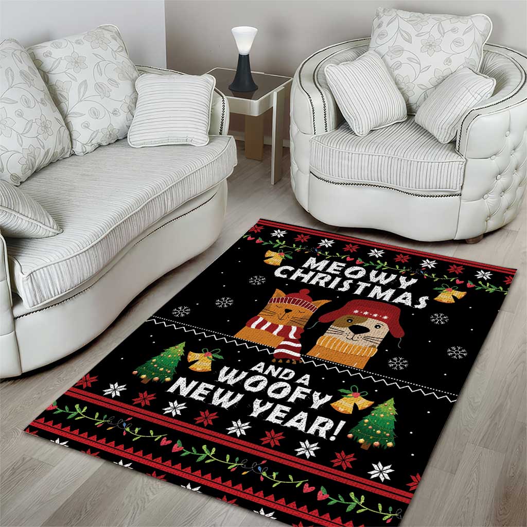 Meowy Christmas And Woofy New Year Area Rug DT04 - Wonder Print Shop