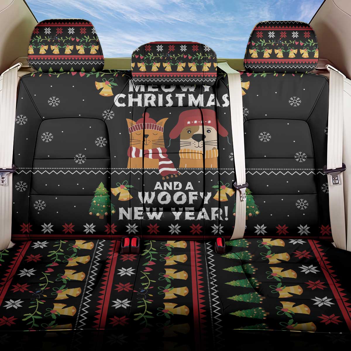 Meowy Christmas And Woofy New Year Back Car Seat Cover DT04 - Wonder Print Shop