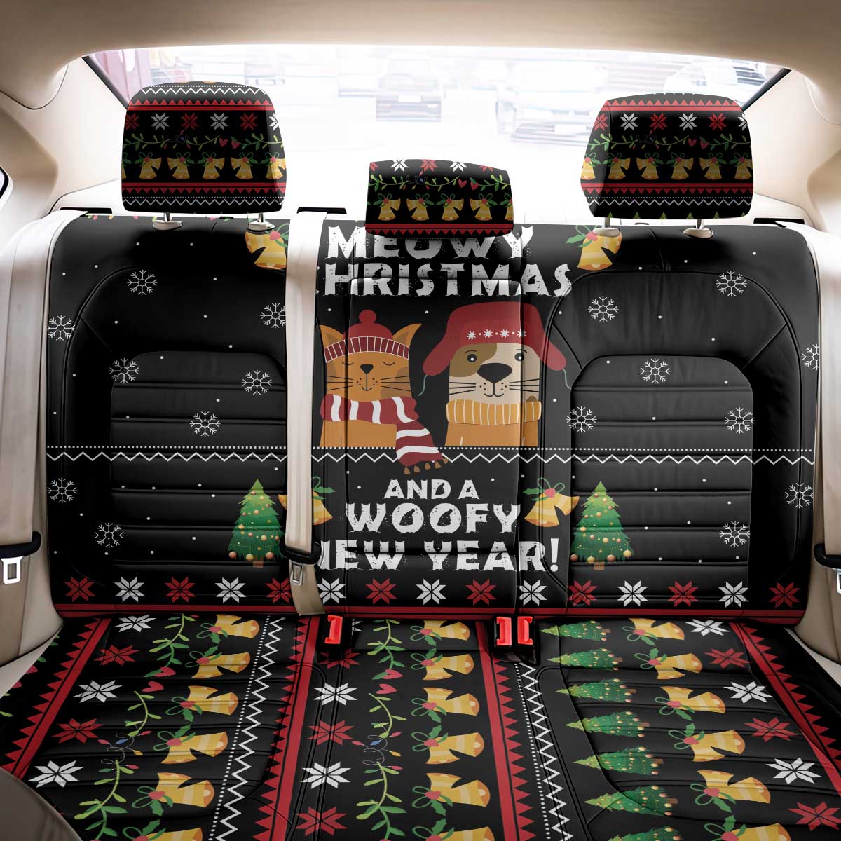 Meowy Christmas And Woofy New Year Back Car Seat Cover DT04 - Wonder Print Shop