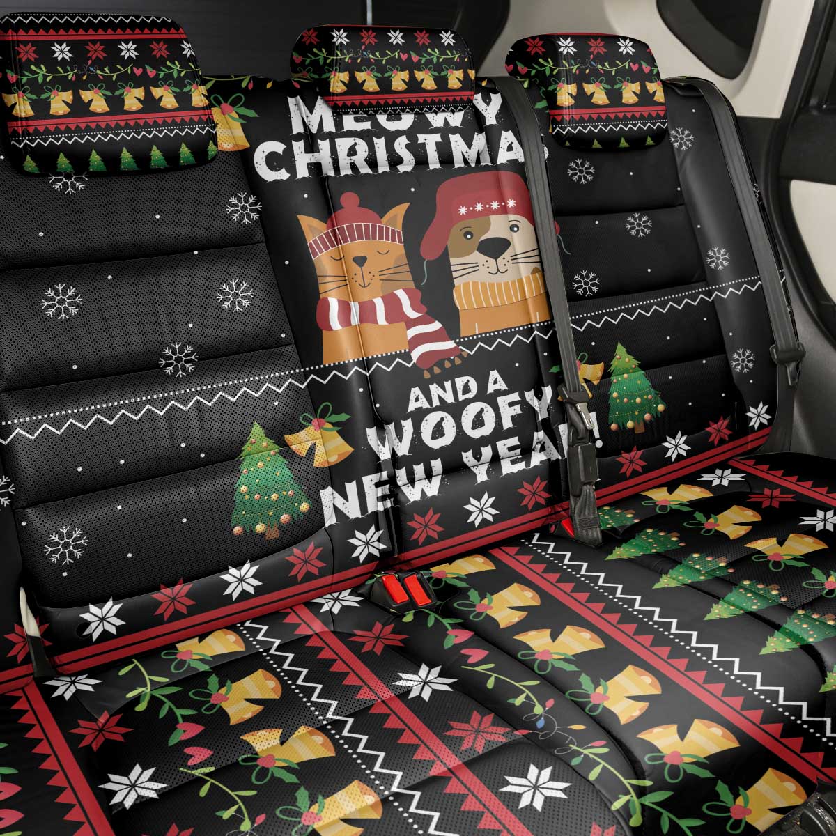 Meowy Christmas And Woofy New Year Back Car Seat Cover DT04 - Wonder Print Shop