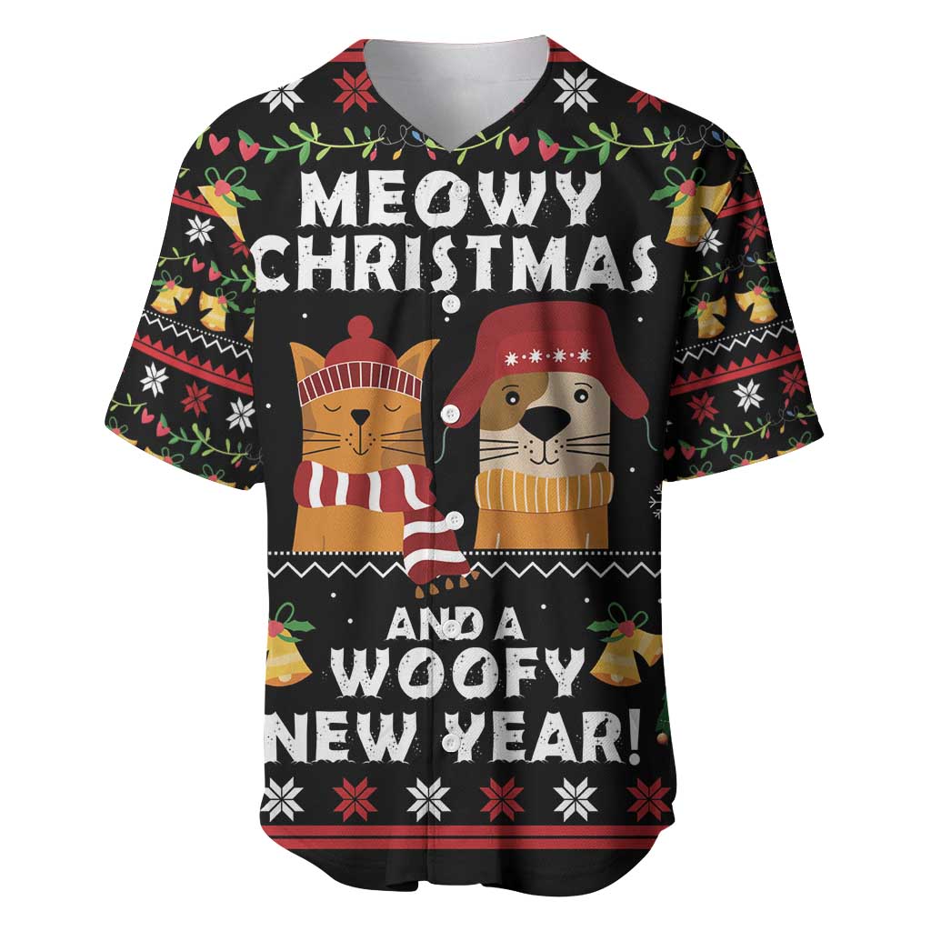 Meowy Christmas And Woofy New Year Baseball Jersey DT04 - Wonder Print Shop