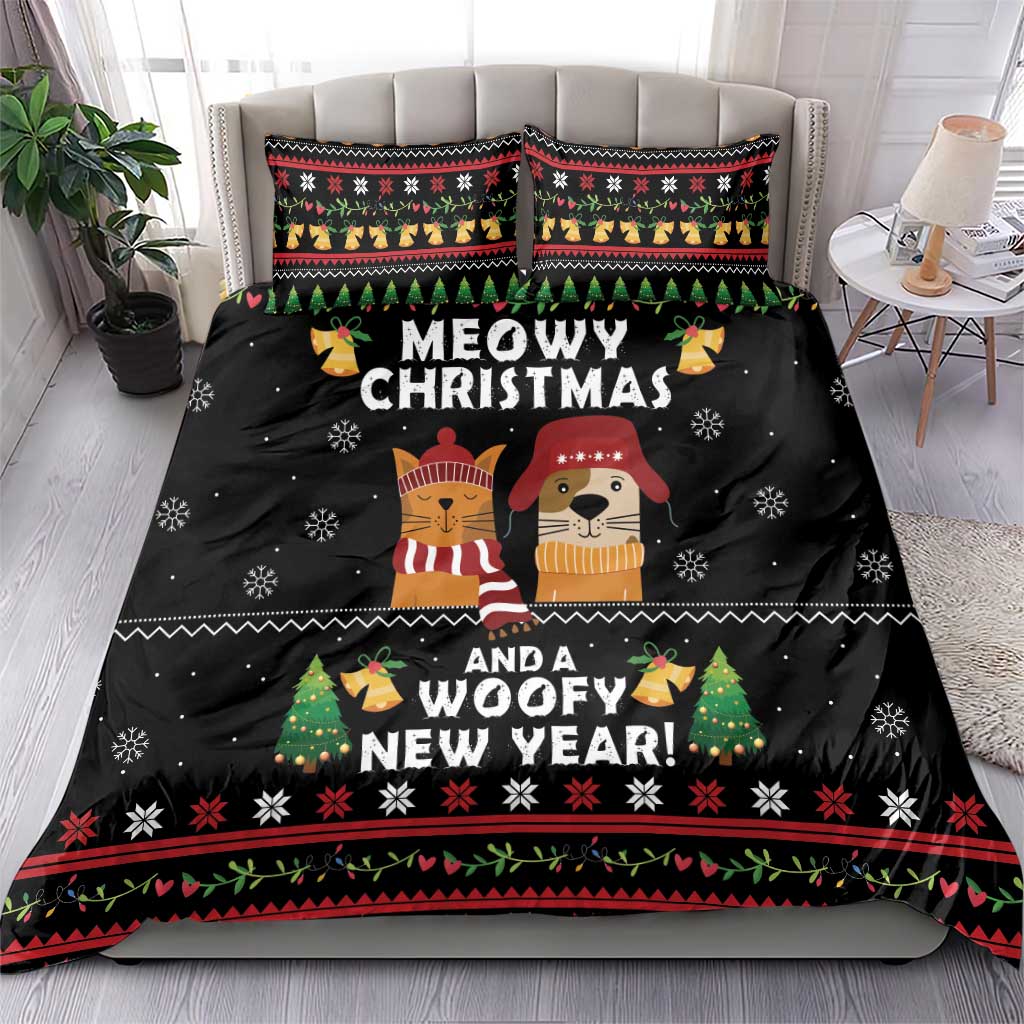 Meowy Christmas And Woofy New Year Bedding Set DT04 - Wonder Print Shop
