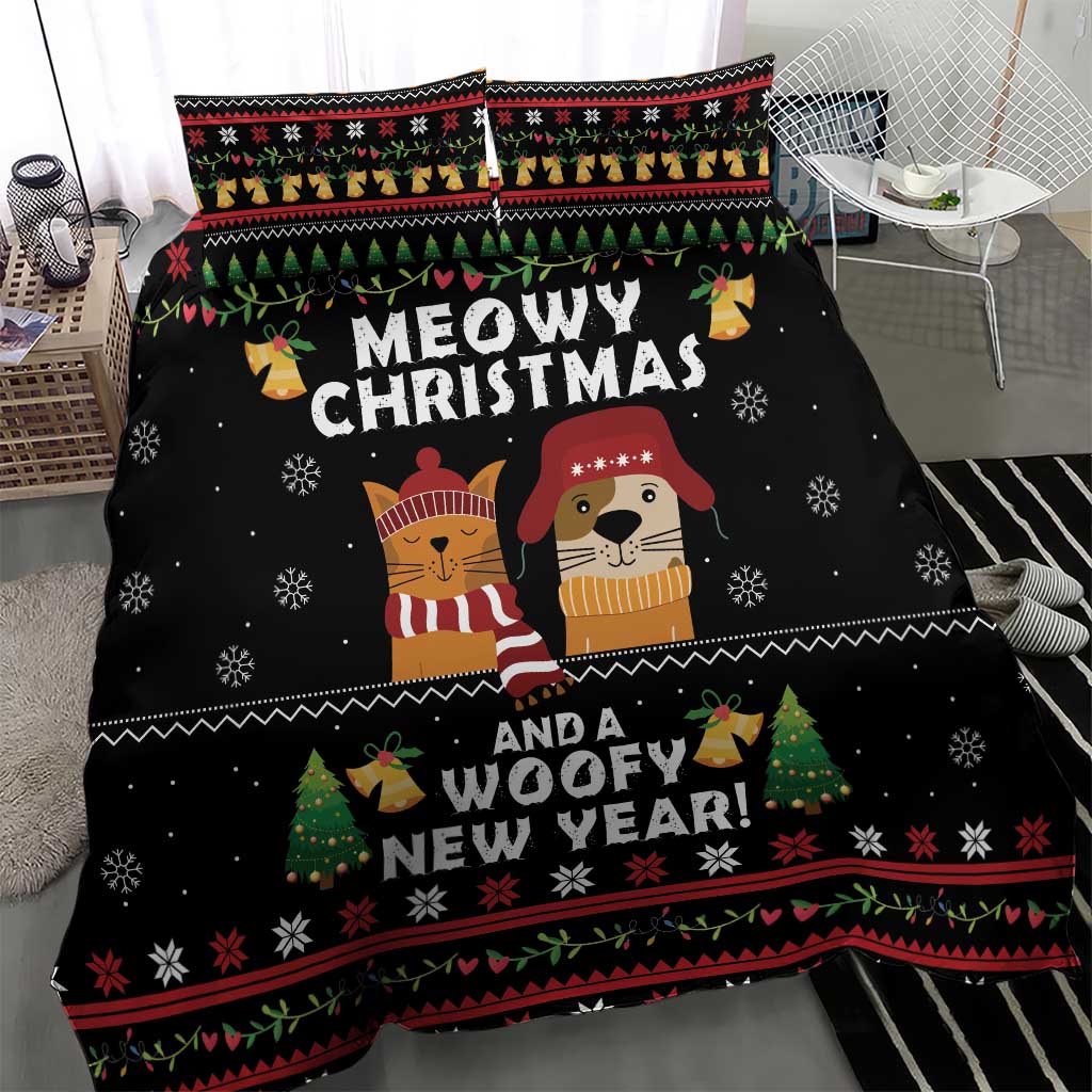 Meowy Christmas And Woofy New Year Bedding Set DT04 - Wonder Print Shop