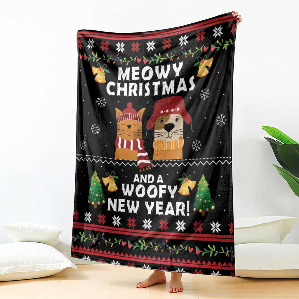 Meowy Christmas And Woofy New Year Blanket