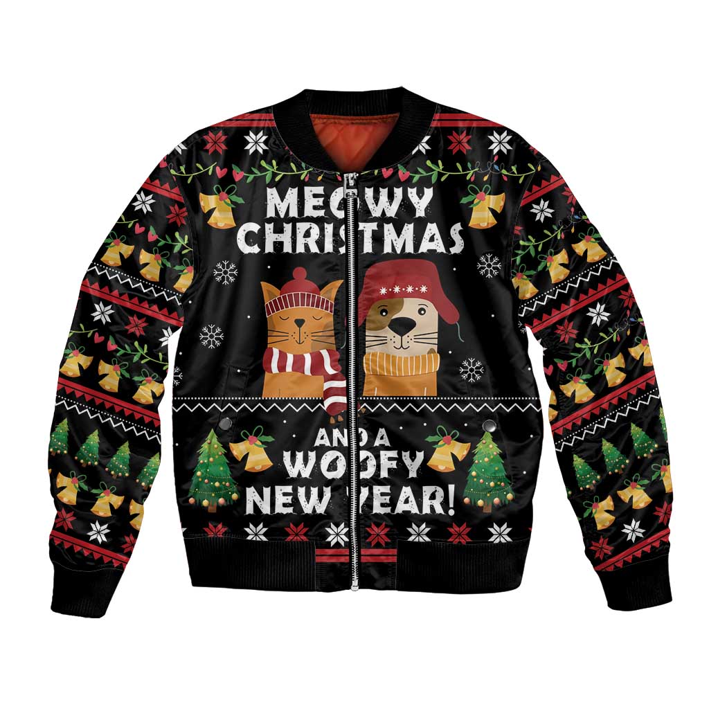 Meowy Christmas And Woofy New Year Bomber Jacket DT04 - Wonder Print Shop