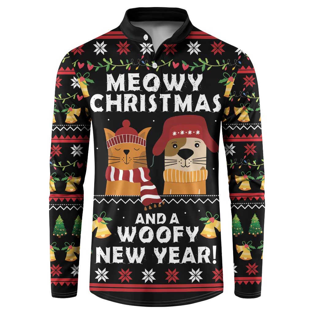 Meowy Christmas And Woofy New Year Button Sweatshirt DT04 - Wonder Print Shop