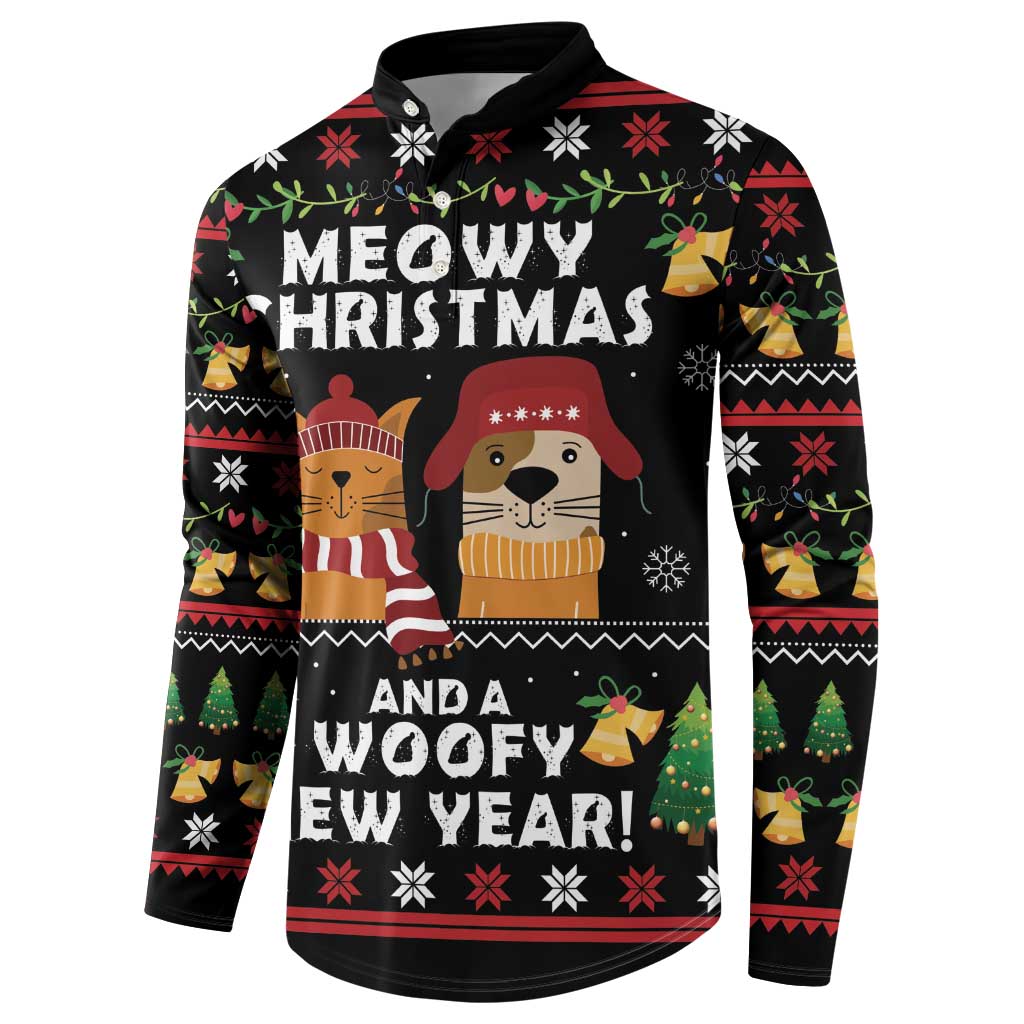 Meowy Christmas And Woofy New Year Button Sweatshirt DT04 - Wonder Print Shop