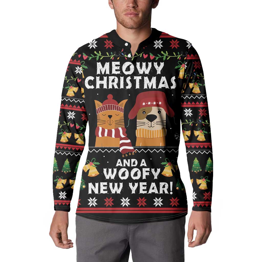 Meowy Christmas And Woofy New Year Button Sweatshirt DT04 - Wonder Print Shop