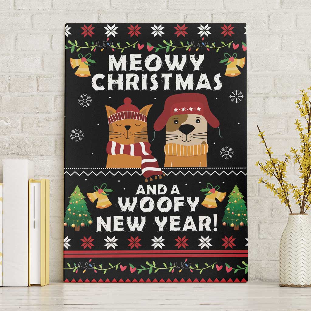 Meowy Christmas And Woofy New Year Canvas Wall Art DT04 - Wonder Print Shop