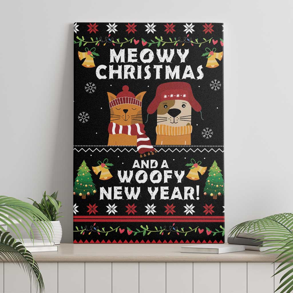 Meowy Christmas And Woofy New Year Canvas Wall Art DT04 - Wonder Print Shop