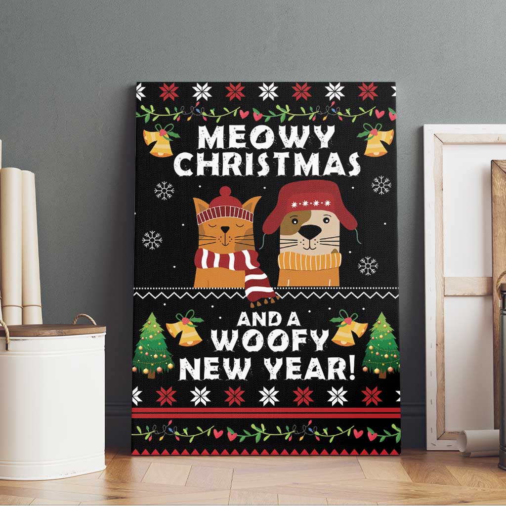 Meowy Christmas And Woofy New Year Canvas Wall Art DT04 - Wonder Print Shop