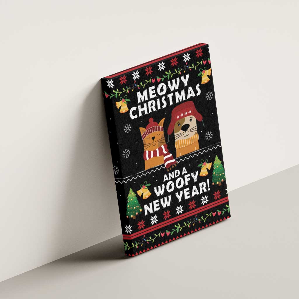Meowy Christmas And Woofy New Year Canvas Wall Art DT04 - Wonder Print Shop