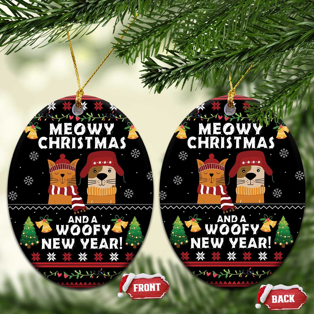 Meowy Christmas And Woofy New Year Ceramic Ornament DT04 - Wonder Print Shop