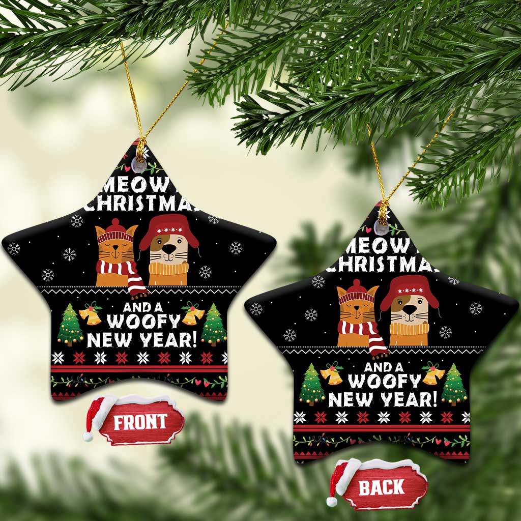 Meowy Christmas And Woofy New Year Ceramic Ornament DT04 - Wonder Print Shop