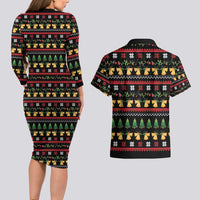 Meowy Christmas And Woofy New Year Couples Matching Long Sleeve Bodycon Dress and Hawaiian Shirt DT04 - Wonder Print Shop