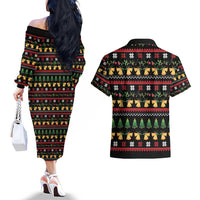 Meowy Christmas And Woofy New Year Couples Matching Off The Shoulder Long Sleeve Dress and Hawaiian Shirt DT04 - Wonder Print Shop